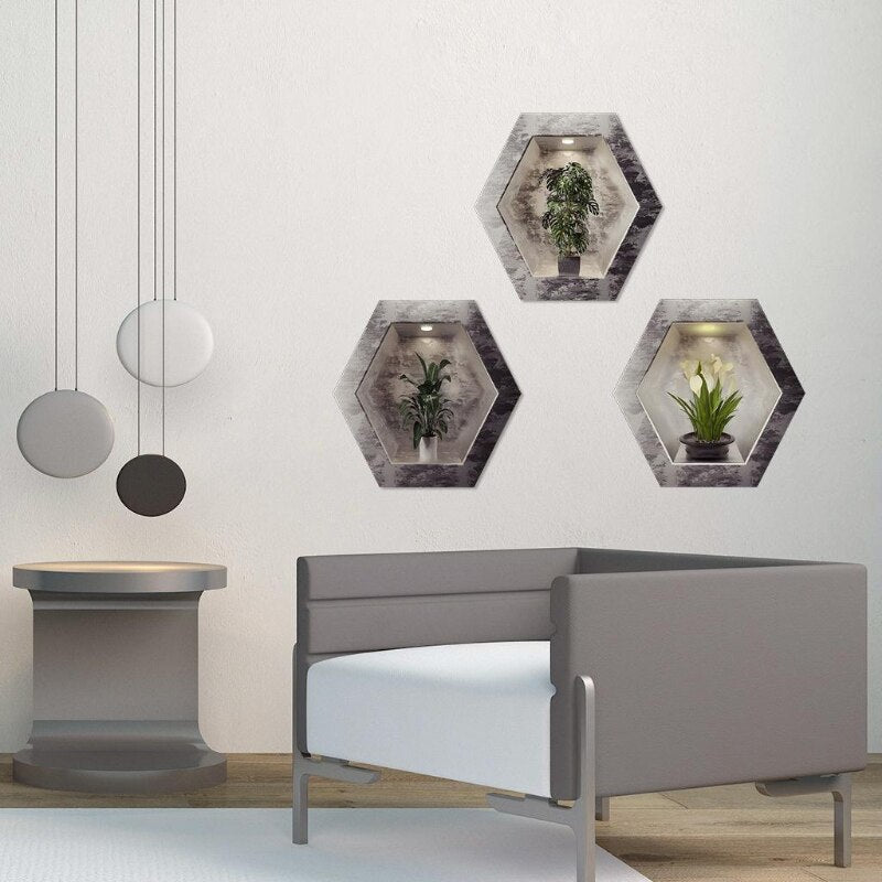 Royallure Elegant PVC Wall Decals for Home Decor, Modern Potted Plant Design 3