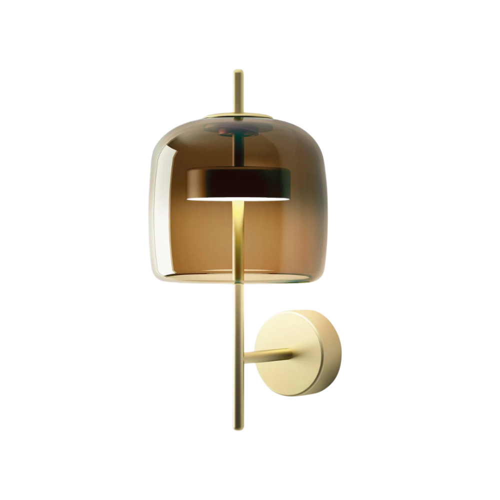 Royallure Elegant Wall Lamp with Smoked Glass Shade and Brass Finish 0