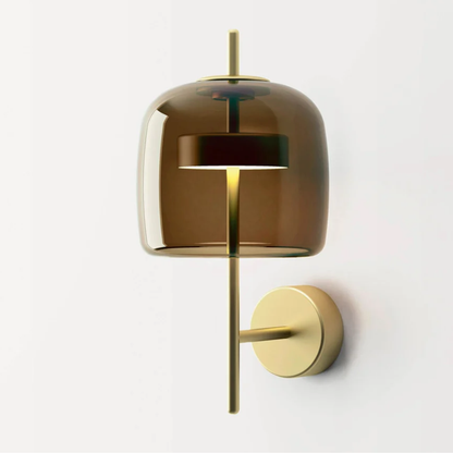 Royallure Elegant Wall Lamp with Smoked Glass Shade and Brass Finish 1