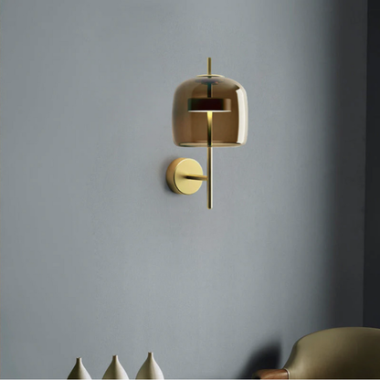 Royallure Elegant Wall Lamp with Smoked Glass Shade and Brass Finish 3