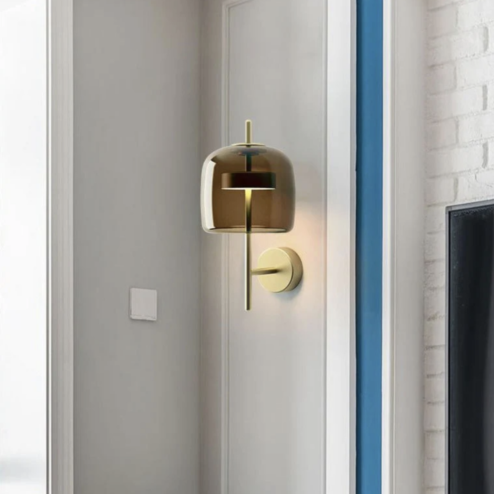 Royallure Elegant Wall Lamp with Smoked Glass Shade and Brass Finish 5