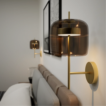 Royallure Elegant Wall Lamp with Smoked Glass Shade and Brass Finish 6