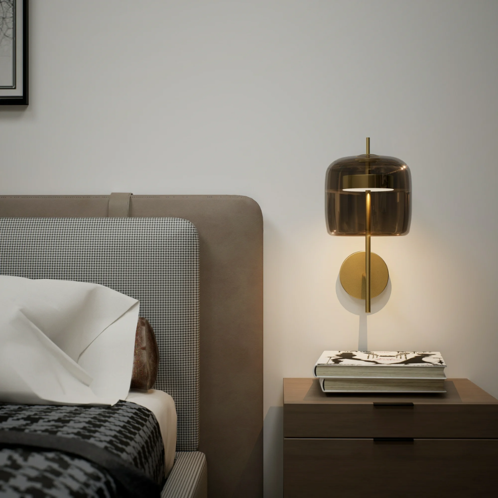 Royallure Elegant Wall Lamp with Smoked Glass Shade and Brass Finish 7