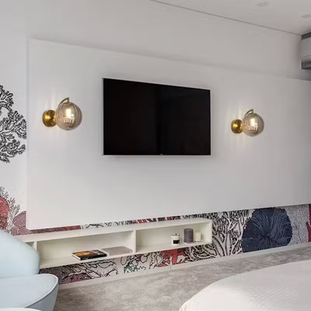 Royallure Elegant Wall Sconce Lighting with Hand-Blown Glass Globe and Brass Finish 2