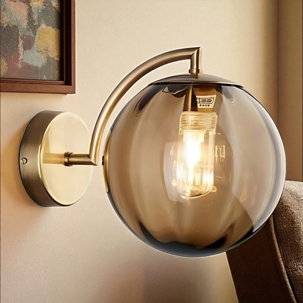 Royallure Elegant Wall Sconce Lighting with Hand-Blown Glass Globe and Brass Finish 3