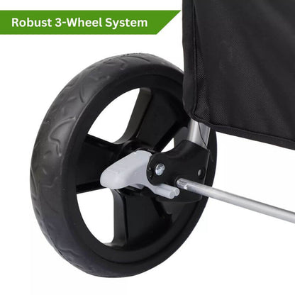 Royallure Foldable Dog Stroller for Small and Large Pets – 3-Wheel Design with Zippered Entry and Mesh Canopy 2
