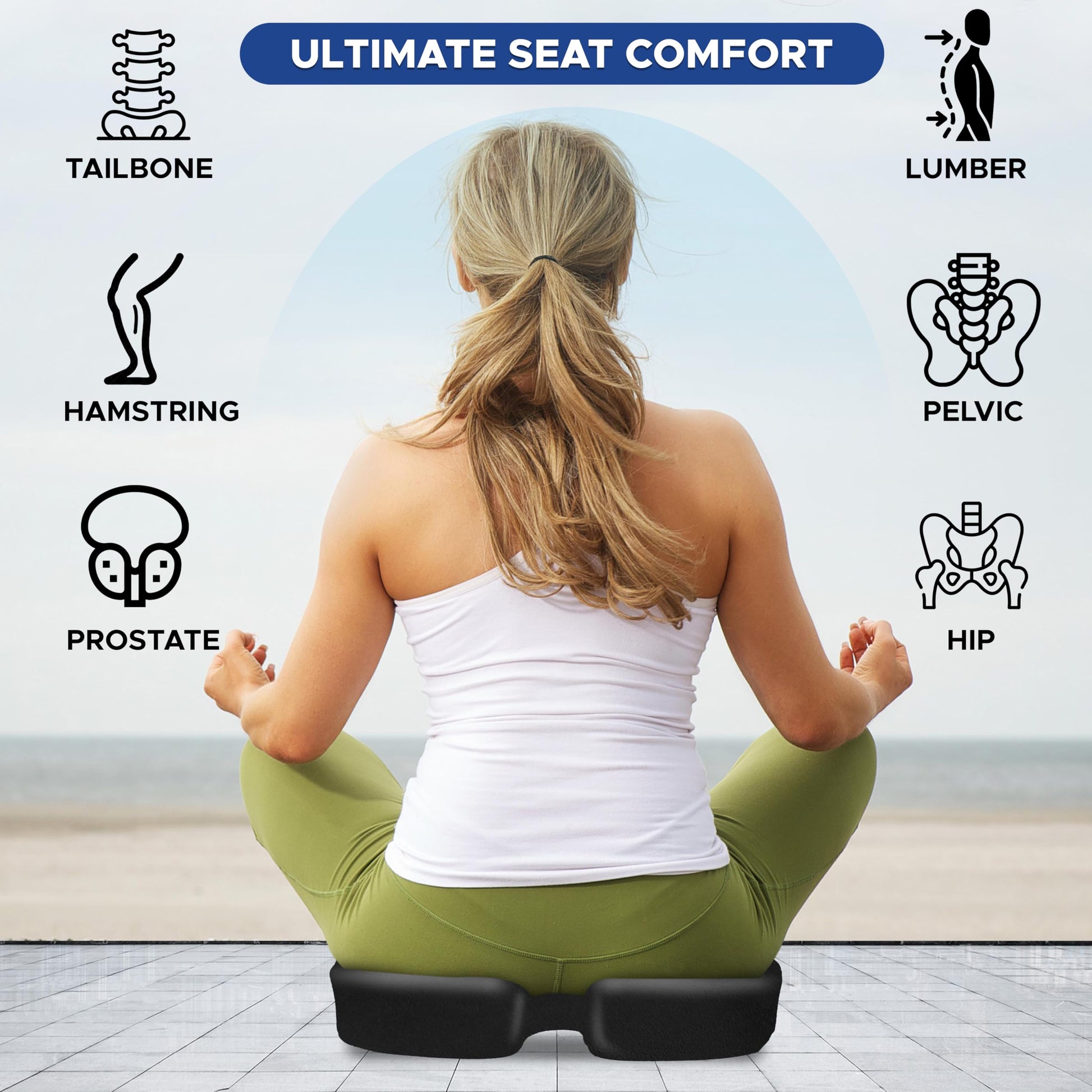 Royallure Gel Memory Foam Seat Cushion for Sciatica Relief – Ergonomic, Anti-Slip, Portable Design for Ultimate Comfort 3