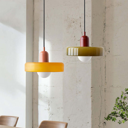Royallure Glass Pendant Light – Modern Bauhaus Kitchen Pendant Lighting with Colorful Glass and Adjustable Suspension 1