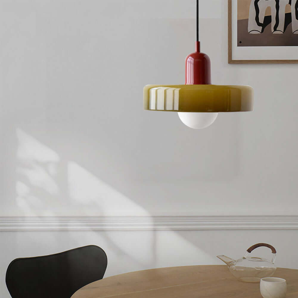 Royallure Glass Pendant Light – Modern Bauhaus Kitchen Pendant Lighting with Colorful Glass and Adjustable Suspension 2