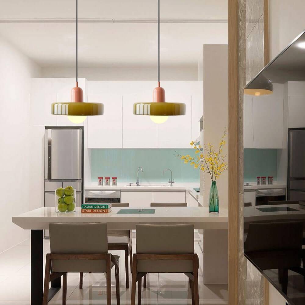 Royallure Glass Pendant Light – Modern Bauhaus Kitchen Pendant Lighting with Colorful Glass and Adjustable Suspension 5