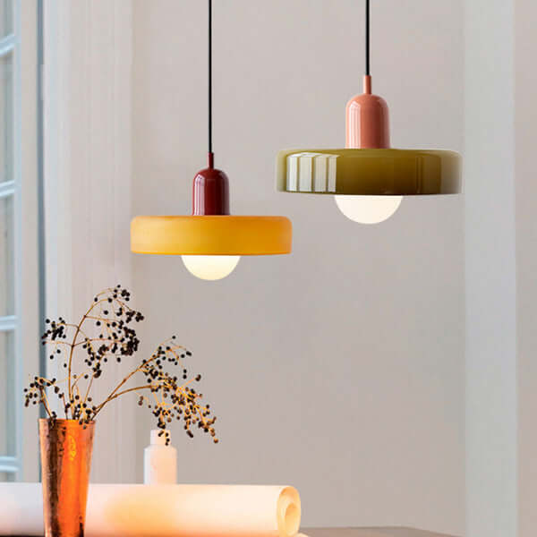 Royallure Glass Pendant Light – Modern Bauhaus Kitchen Pendant Lighting with Colorful Glass and Adjustable Suspension 6