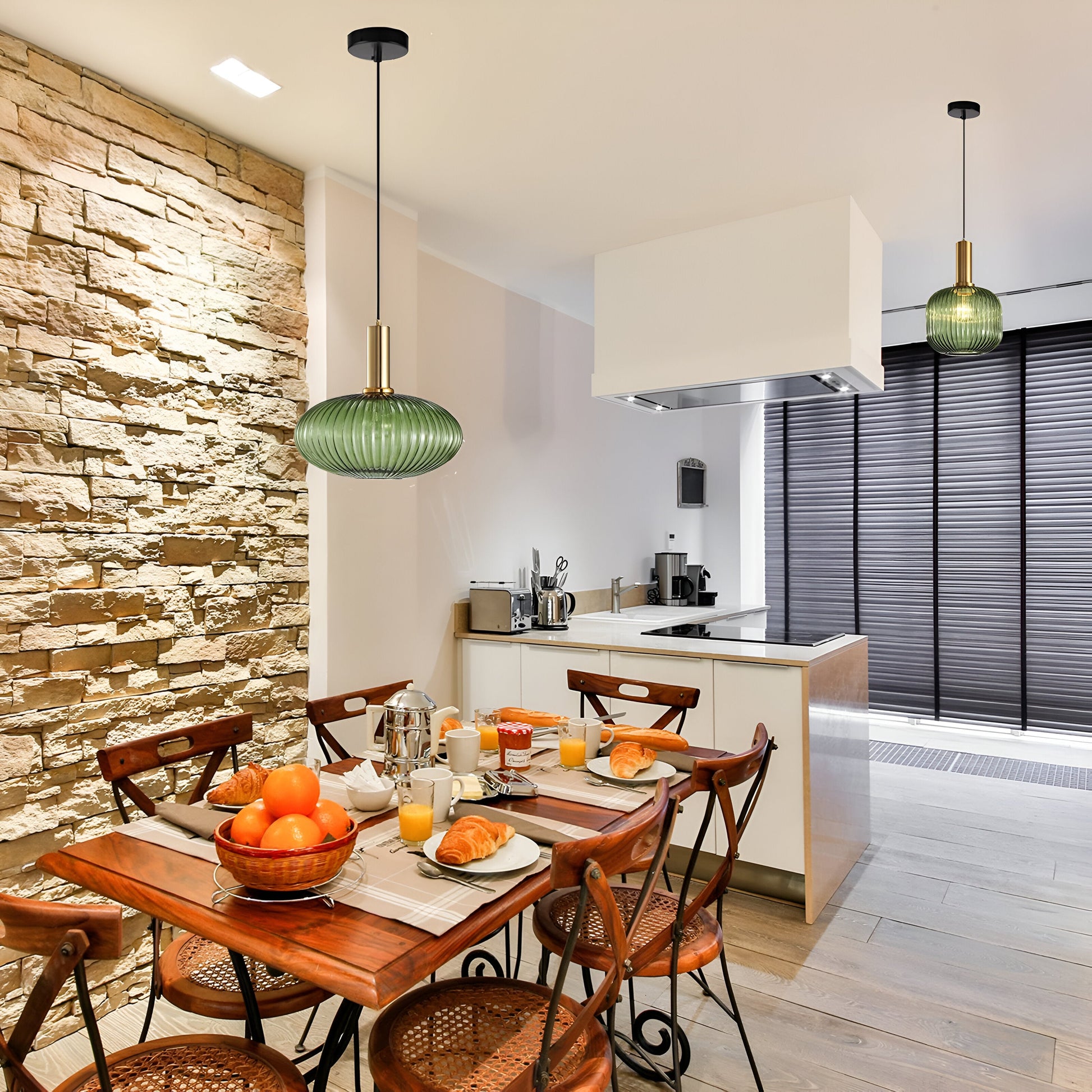 Royallure Glass Pendant Light, Nordic Retro Design for Kitchen Pendant Lighting, E27 Compatible 3