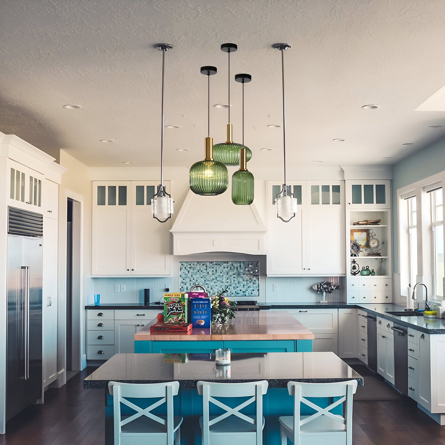 Royallure Glass Pendant Light, Nordic Retro Design for Kitchen Pendant Lighting, E27 Compatible 4