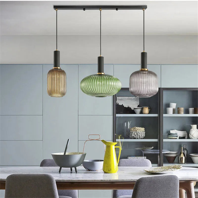 Royallure Glass Pendant Light, Nordic Retro Design for Kitchen Pendant Lighting, E27 Compatible 6