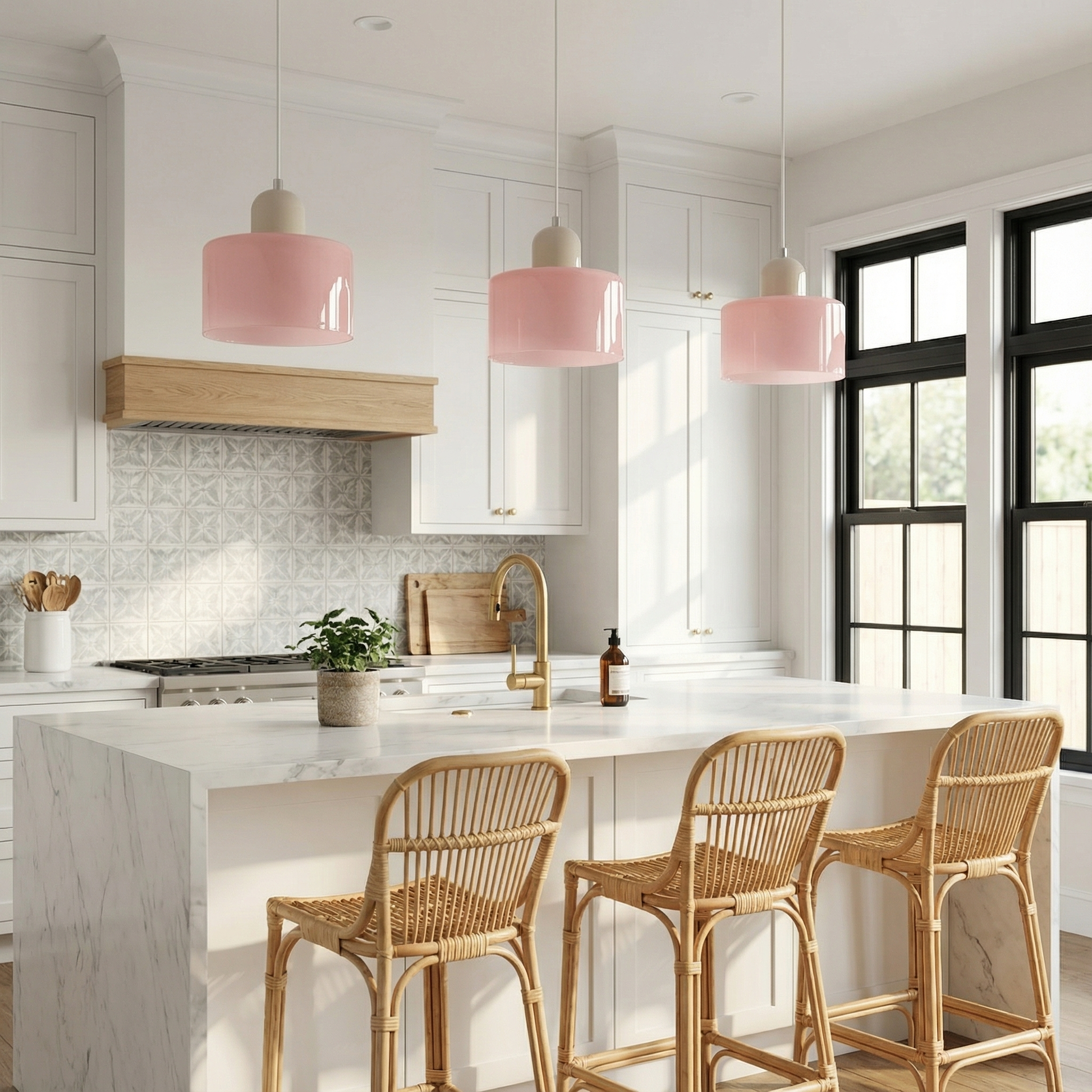 Royallure Glass Pendant Light for Kitchen Island, E27 Socket Modern Hanging Lights 3