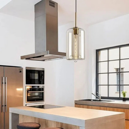 Royallure Glass Pendant Light with Hand-Blown Amber Shade for Kitchen Island 2