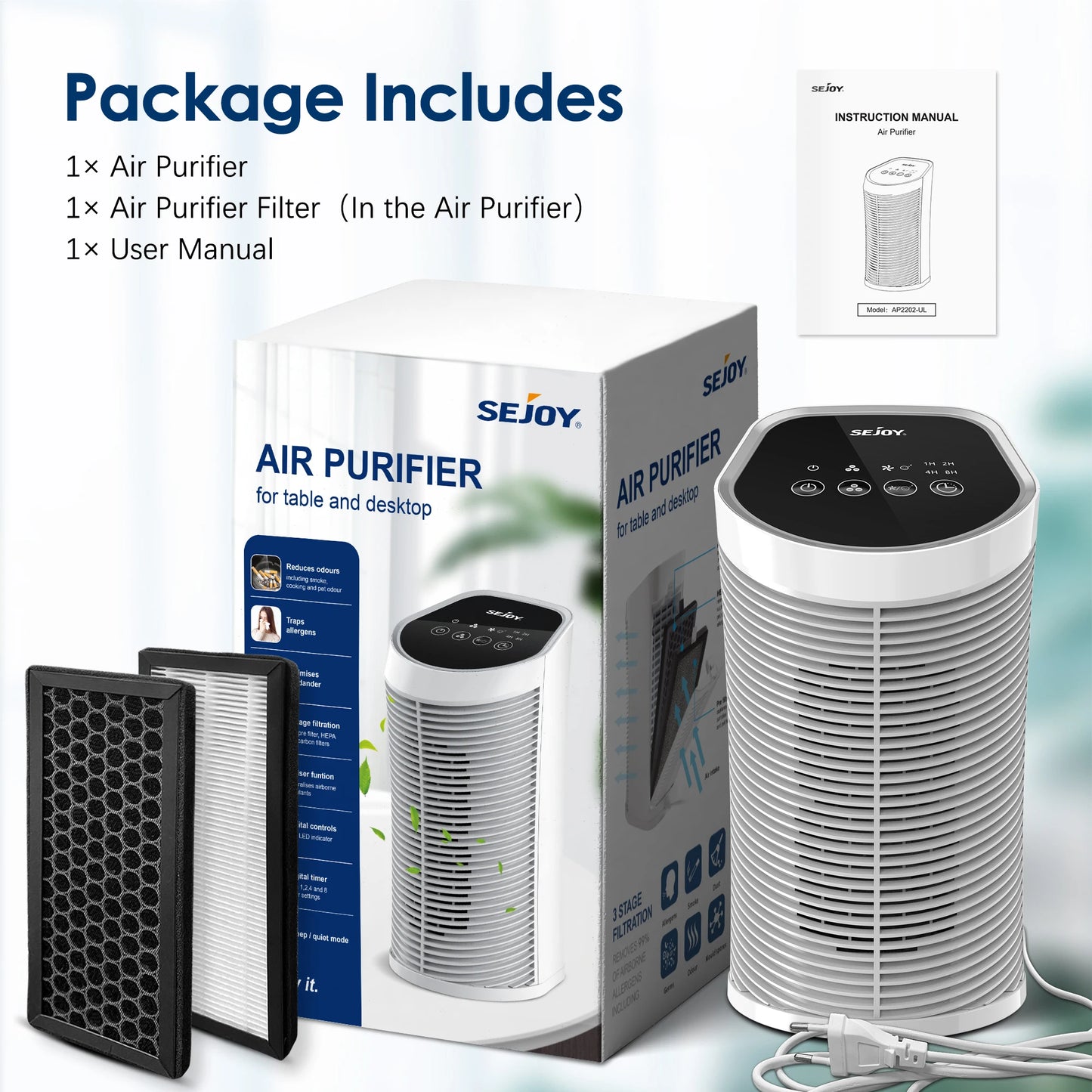 Royallure HEPA Air Purifier for Home with Ionizer, 99.97% Particle Removal, Compact Design 6