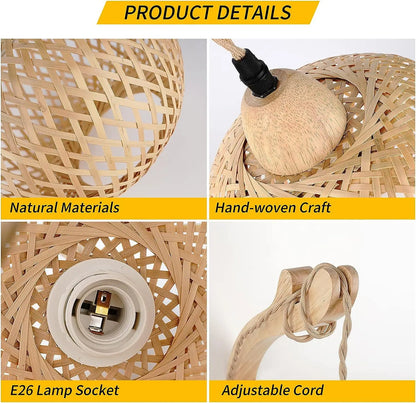 Royallure Hand-Woven Bamboo Wall Lamp – Natural Rattan Sconce Light for Living Room, Bedroom, or Hallway 4