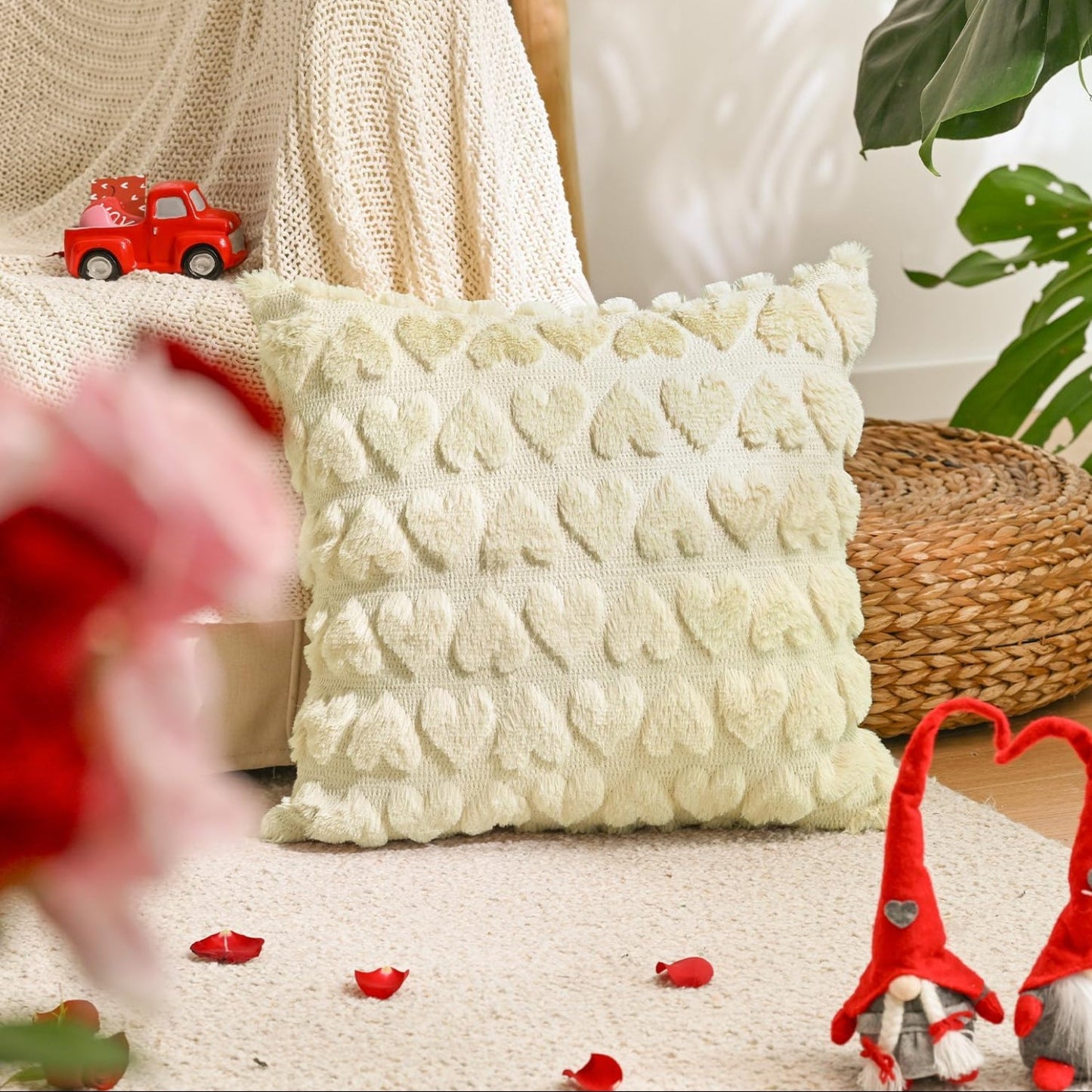 Royallure Heart Throw Pillow Covers Set of 2, Soft Faux Fur Decorative Couch Pillows 0