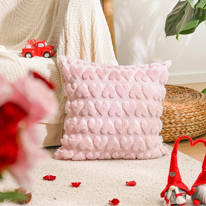 Royallure Heart Throw Pillow Covers Set of 2, Soft Faux Fur Decorative Couch Pillows 1