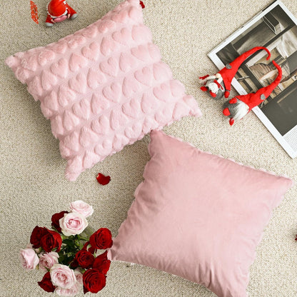 Royallure Heart Throw Pillow Covers Set of 2, Soft Faux Fur Decorative Couch Pillows 3