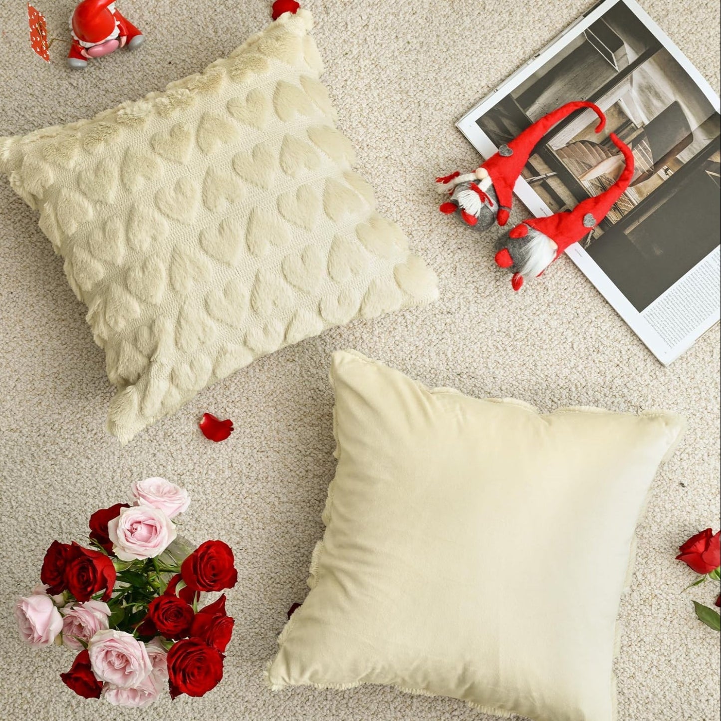 Royallure Heart Throw Pillow Covers Set of 2, Soft Faux Fur Decorative Couch Pillows 6