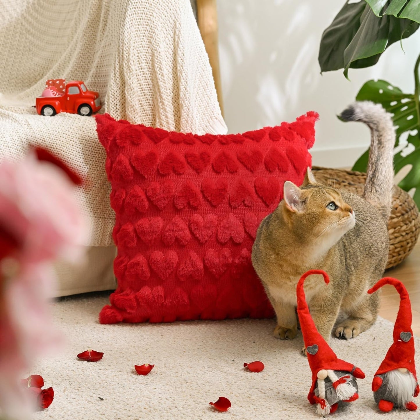 Royallure Heart Throw Pillow Covers Set of 2, Soft Faux Fur Decorative Couch Pillows 7