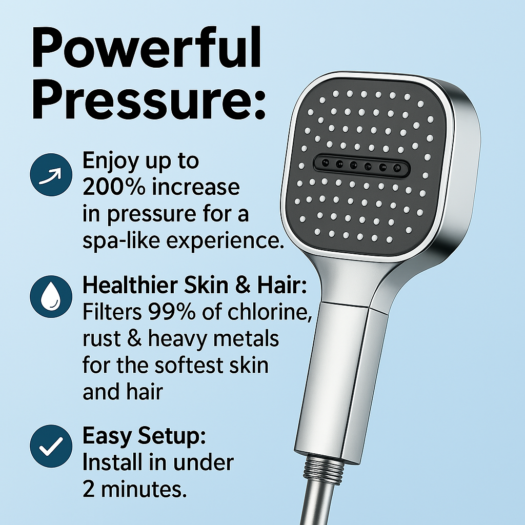 Royallure High-Pressure Shower Head with Turbo Boost & Filtered Rainfall Spray 1