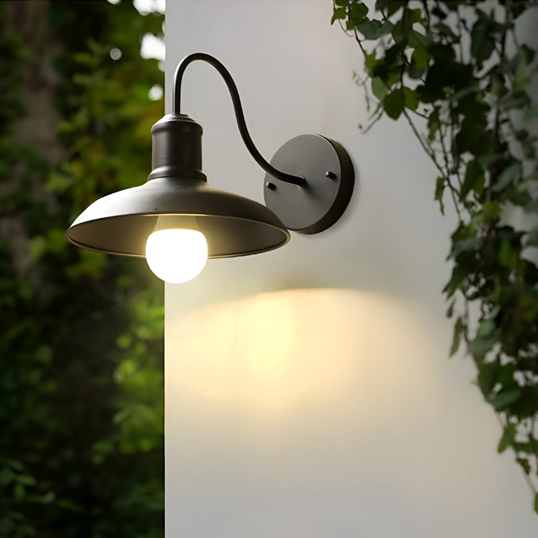 Royallure Industrial Bowl Shaped Iron Outdoor Wall Light with Gooseneck Design 3