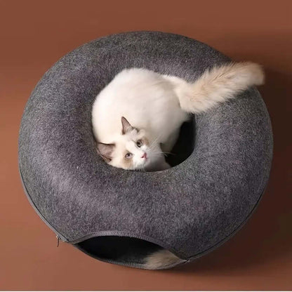 Royallure Interactive Donut Cat Cave Bed with Tunnel – Cozy Cat Bed for Play and Relaxation 8