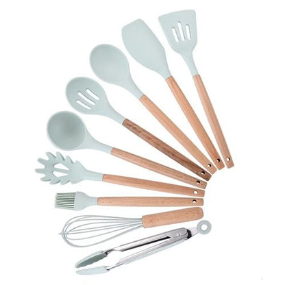 Royallure Kitchen Utensil Set - Heat Resistant Silicone Cooking Tools with Wooden Handles 0
