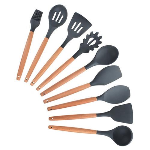 Royallure Kitchen Utensil Set - Heat Resistant Silicone Cooking Tools with Wooden Handles 11