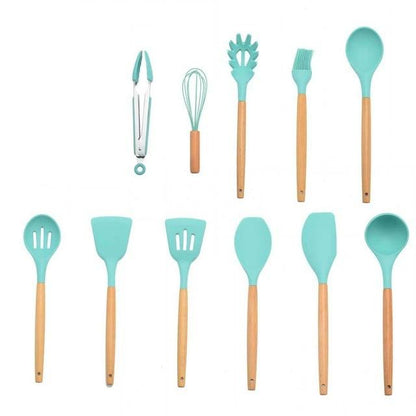 Royallure Kitchen Utensil Set - Heat Resistant Silicone Cooking Tools with Wooden Handles 13