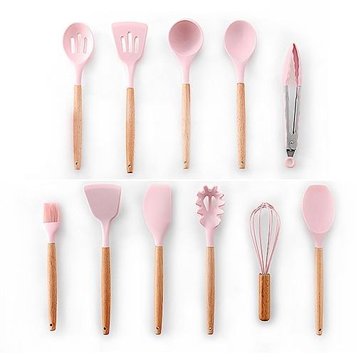 Royallure Kitchen Utensil Set - Heat Resistant Silicone Cooking Tools with Wooden Handles 15