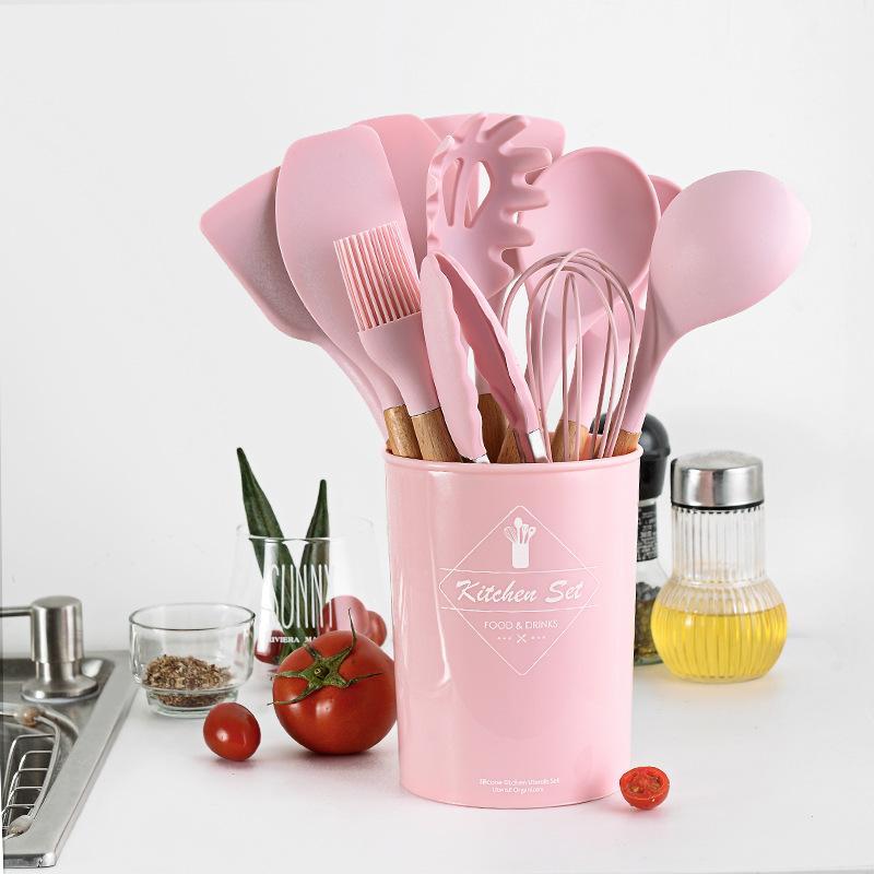 Royallure Kitchen Utensil Set - Heat Resistant Silicone Cooking Tools with Wooden Handles 2