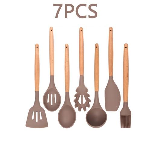Royallure Kitchen Utensil Set - Heat Resistant Silicone Cooking Tools with Wooden Handles 24