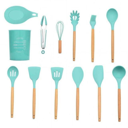 Royallure Kitchen Utensil Set - Heat Resistant Silicone Cooking Tools with Wooden Handles 27