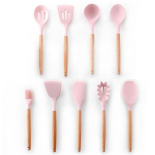 Royallure Kitchen Utensil Set - Heat Resistant Silicone Cooking Tools with Wooden Handles 28