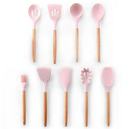 Royallure Kitchen Utensil Set - Heat Resistant Silicone Cooking Tools with Wooden Handles 28