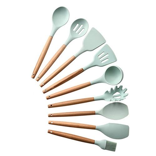 Royallure Kitchen Utensil Set - Heat Resistant Silicone Cooking Tools with Wooden Handles 6
