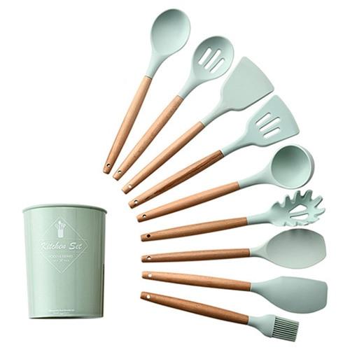 Royallure Kitchen Utensil Set - Heat Resistant Silicone Cooking Tools with Wooden Handles 8