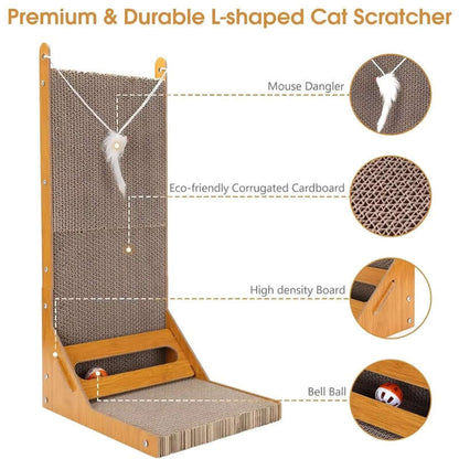 Royallure L-Shaped Cat Scratcher and Toy Ball – Durable Cardboard Cat Scratching Post for Scratching and Playing, Multi-Angle Design 4