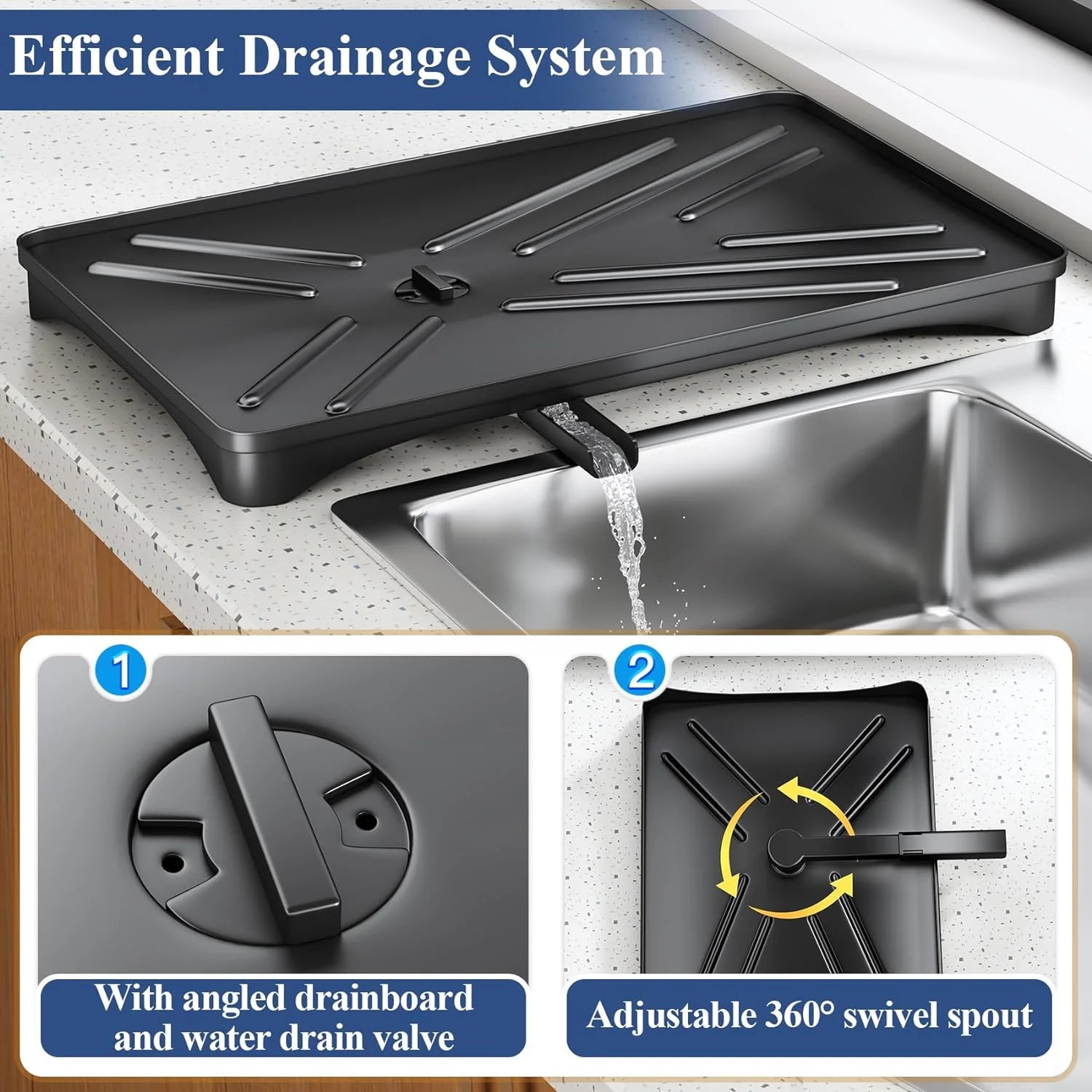 Royallure Large Dish Drying Rack with Drainboard and Utensil Holder – Rustproof Kitchen Dish Drainer 3