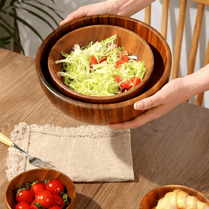 Royallure Large Wooden Salad Bowl - Natural Acacia Wood, Heat Resistant, Child-Friendly 2