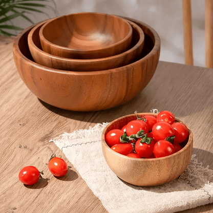 Royallure Large Wooden Salad Bowl - Natural Acacia Wood, Heat Resistant, Child-Friendly 3