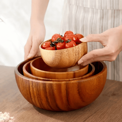 Royallure Large Wooden Salad Bowl - Natural Acacia Wood, Heat Resistant, Child-Friendly 4