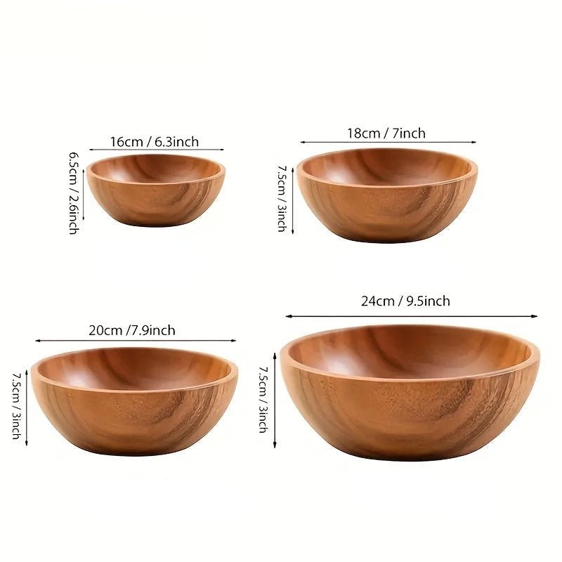 Royallure Large Wooden Salad Bowl - Natural Acacia Wood, Heat Resistant, Child-Friendly 5