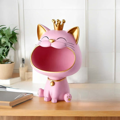 Royallure Lucky Cat Storage Jar – Whimsical Resin Figurine for Organizing Keys, Jewelry, and Coins, 7.3” x 10.6” x 6.5” 2