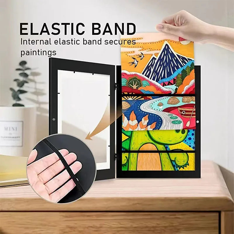 Royallure Magnetic Art Frame for Kids – Changeable Display for Photos, Drawings, and Paintings, 20x29cm Wood Frame 4
