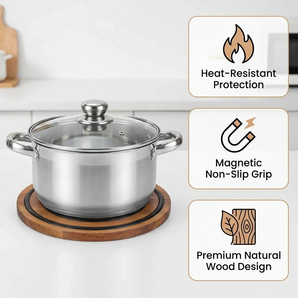 Royallure Magnetic Wooden Trivet Set - Heat-Resistant Acacia Wood with Non-Slip Grip 0